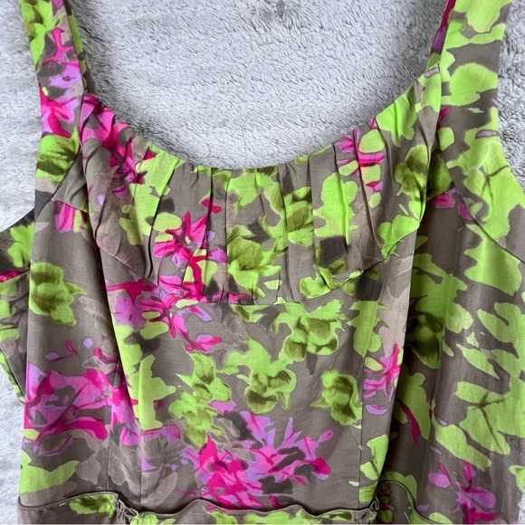BANANA REPUBLIC Silk Cotton Blend Floral Dress Green Pink Sheath Tank Size 12 - Picture 4 of 16